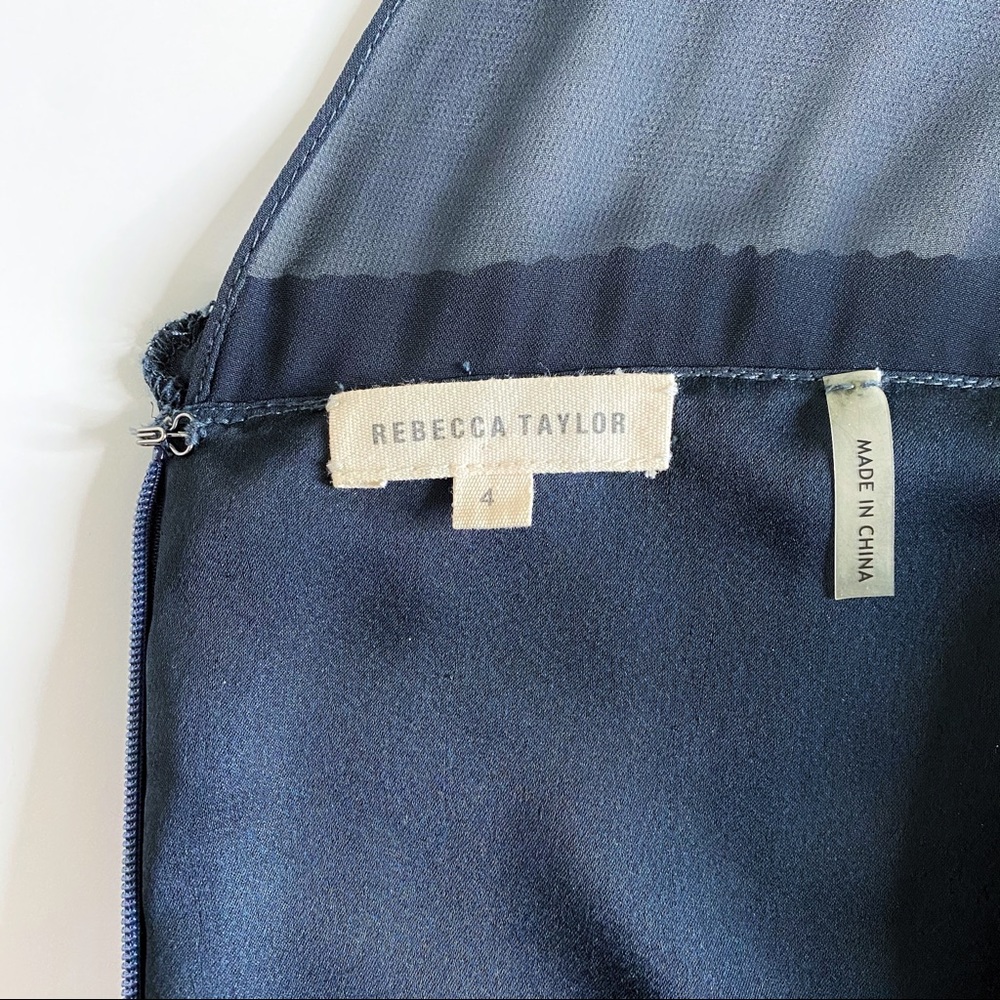 Rebecca Taylor V-neck Pleated Chiffon Floor Length Gown in Navy Blue size 4 - Picture 10 of 15